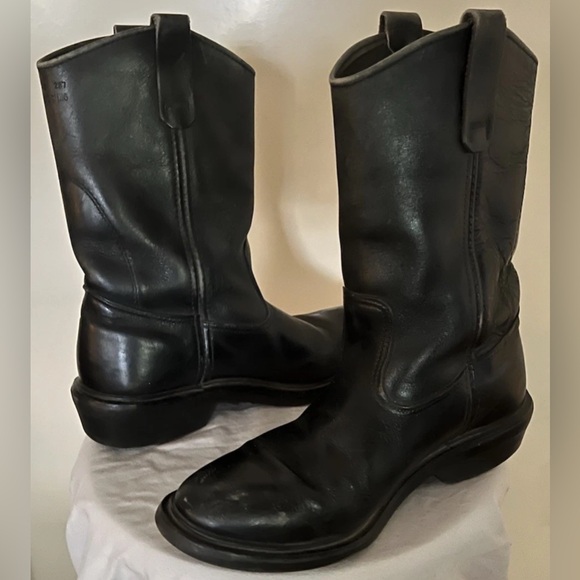 Redwing Men’s Steel Toe Pecos Pull On Black Leather Boots Size US 8D RARE VTG